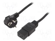 Cable; 3x1.5mm2; CEE 7/7 (E/F) plug angled,IEC C19 female; PVC GEMBIRD