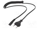 Cable; 2x0.75mm2; CEE 7/16 (C) plug,IEC C1 female; PVC; 1.8m GEMBIRD