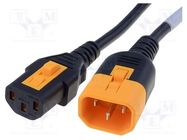 Cable; 3x0.75mm2; IEC C13 female,IEC C14 male; PVC; 1.5m; black SCHURTER