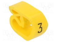 Markers; Marking: 3; 8÷16mm; PVC; yellow; -30÷80°C; leaded; CLI C WEIDMÜLLER