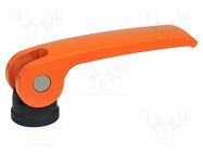 Lever; clamping; Thread len: 10mm; Lever length: 63mm; Body: orange ELESA+GANTER