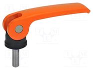 Lever; clamping; Thread len: 20mm; Lever length: 63mm; Body: orange ELESA+GANTER