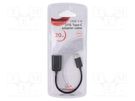 Cable; OTG,USB 2.0; USB A socket,USB C plug; 0.2m; black; blister GEMBIRD