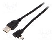 Cable; USB 2.0; USB A plug,USB B micro reversible angled plug 