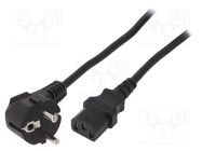 Cable; 3x1mm2; CEE 7/7 (E/F) plug angled,IEC C13 female; PVC; 5m 