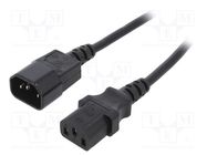 Cable; 3x0.75mm2; IEC C13 female,IEC C14 male; PVC; 1.8m; black GEMBIRD