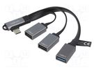 Hub USB; USB A socket x3,USB C angled plug; USB 2.0,USB 3.2 LOGILINK