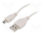 Cable; USB 2.0; USB A plug,USB B mini plug; nickel plated; 1.8m GEMBIRD