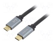 Cable; USB 3.2; USB C plug,both sides; 1m; black; aluminium; 100W LOGILINK