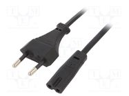 Cable; 2x0.5mm2; CEE 7/16 (C) plug,IEC C7 female; PVC; 1.8m; 2.5A GEMBIRD