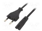 Cable; 2x0.75mm2; CEE 7/16 (C) plug,IEC C7 female; PVC; 1.8m GEMBIRD