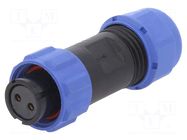 Connector: circular; plug; female; PIN: 2; IP68; SP13; 5÷8mm; 13A WEIPU