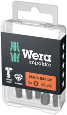 868/4 IMP DC DIY Impaktor square head socket bits, 5 x # 3x50, Wera