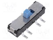 Switch: slide; Pos: 2; SPDT; 0.3A/6VDC; ON-ON; PCB; Leads: flat pin KNITTER-SWITCH
