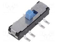 Switch: slide; Pos: 2; SPDT; 0.3A/6VDC; ON-ON; PCB; Leads: flat pin KNITTER-SWITCH