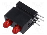 LED; in housing; 2.8mm; No.of diodes: 2; red; 2mA; 60°; 1.2÷4mcd 