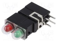 LED; in housing; 3.9mm; No.of diodes: 2; red/green; 2mA; 60° 