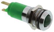 PANEL MOUNT INDICATOR, LED, 14MM, GREEN, 12V