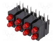 LED; in housing; 2.8mm; No.of diodes: 8; red; 20mA; 60°; 1.2÷4mcd 