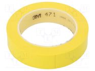 Tape: marking; yellow; L: 33m; W: 25mm; Thk: 0.13mm; 2.5N/cm; 130% 3M