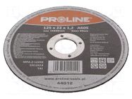 Cutting wheel; Ø: 125mm; Disc thick: 1.2mm; Holder: assembly hole PROLINE