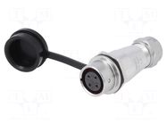Connector: circular; plug; female; PIN: 4; IP67; SA16; 5÷8mm; 5A; 500V WEIPU