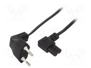 Cable; 2x0.5mm2; CEE 7/16 (C) plug angled,IEC C7 female angled 