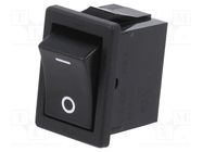 ROCKER; SPST; Pos: 2; ON-OFF; 6A/250VAC; black; none; CW; Body: black NKK SWITCHES