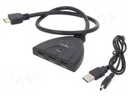 Switch; 0.5m; HDCP 1.4,HDMI 1.4; black; Input: HDMI socket x3 LOGILINK