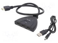Switch; HDCP 1.4,HDMI 1.4; 0.5m; Input: HDMI socket x3; black LOGILINK