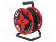 Extension lead; 3x2.5mm2; reel; Sockets: 4; rubber; black; 20m; 16A KEL