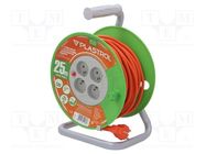 Extension lead; 3x1mm2; reel; Sockets: 4; PVC; orange; 25m; 10A PLASTROL