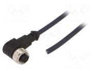 Connection lead; M12; PIN: 4; angled; 3m; plug; 250VAC; 4A; -35÷105°C 