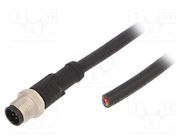 Connection lead; M12; PIN: 8; straight; 2m; plug; 30VAC; 2A; M12A AMPHENOL LTW