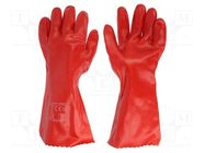 Protective gloves; Size: 10; red; PVC; long; 12pcs. LAHTI PRO