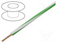 Wire; H05V-K,LgY; stranded; Cu; 0.75mm2; PVC; white-green; 100m BQ CABLE
