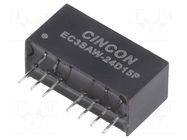 Converter: DC/DC; 3W; Uin: 9÷36VDC; Uout: 15VDC; Uout2: -15VDC; SIP8 CINCON
