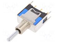 Switch: toggle; Pos: 3; SP3T; (ON)-OFF-(ON); 0.1A/48VAC; 0.1A/48VDC NKK SWITCHES