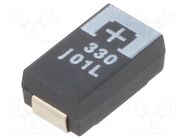 Capacitor: tantalum-polymer; 330uF; 6.3VDC; 1850mA; SMD; ±20%; 45mΩ PANASONIC