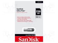 Pendrive; USB 3.0; 256GB; R: 150MB/s; ULTRA FLAIR; black; USB A SANDISK