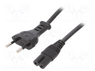 Cable; 2x0.75mm2; CEE 7/16 (C) plug,IEC C7 female; PVC; 4m; black SCHURTER