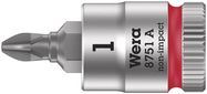 8751 A Phillips Zyklop bit socket, 1/4" drive, PH 1x28.0, Wera