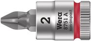 8751 A Phillips Zyklop bit socket, 1/4" drive, PH 2x28.0, Wera