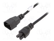 Cable; 3x0.5mm2; IEC C14 male,IEC C5 female; PVC; 1.5m; black AKYGA