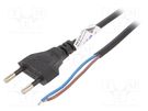 Cable; 2x0.5mm2; CEE 7/16 (C) plug,wires; PVC; 3m; flat; black AKYGA