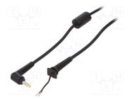 Cable; 2x0.5mm2; wires,DC 4,0/1,7 plug; angled; black; 1.2m AKYGA