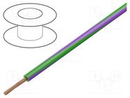Wire; H05V-K,LgY; stranded; Cu; 0.35mm2; PVC; green-violet; 200m BQ CABLE