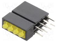 LED; in housing; 1.8mm; No.of diodes: 4; yellow; 20mA; 70°; 5÷17mcd MENTOR