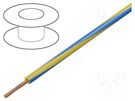 Wire; H05V-K,LgY; stranded; Cu; 0.5mm2; PVC; yellow-blue; 300V,500V BQ CABLE