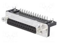 D-Sub; PIN: 25; socket; female; for panel mounting; angled 90° AMPHENOL COMMUNICATIONS SOLUTIONS